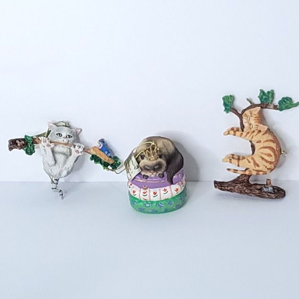 Set of 3 Danbury Mint Comical Gary Patterson Christmas Ornaments Hang On Sleepy